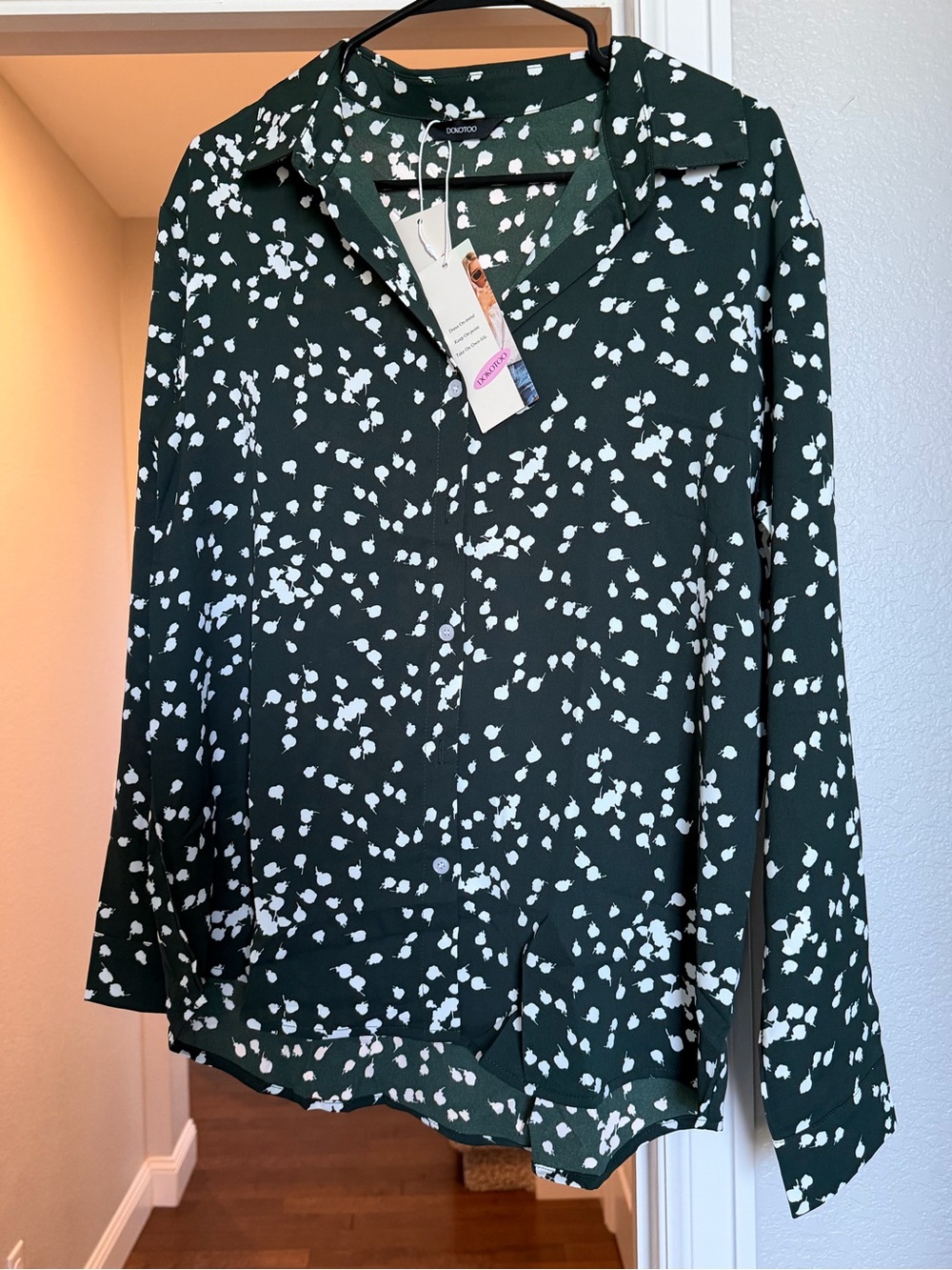 Dorothy Perkins Forest Green and White Printed Button-Down Shirt